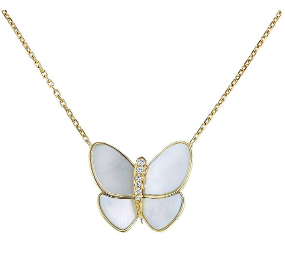 [sparkle Jewelry ]BUTTERFLY GOLD MOP DIAMOND NECKLACE