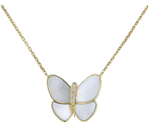 [sparkle Jewelry ]BUTTERFLY GOLD MOP DIAMOND NECKLACE
