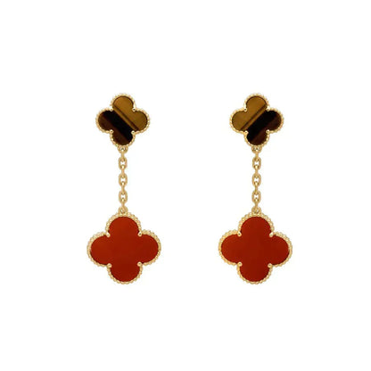 [sparkle Jewelry ]CLOVER  2 MOTIF  TIGER EYE CARNELIAN EARRINGS