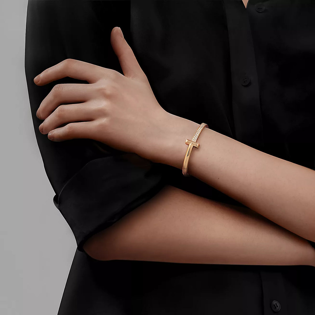 [Sparkle Jewelry]T1 WIDE DIAMOND HINGED BANGLE PINK GOLD