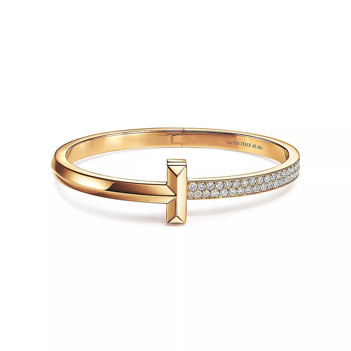 [Sparkle Jewelry]T1 WIDE DIAMOND HINGED BANGLE PINK GOLD