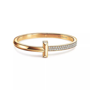 [Sparkle Jewelry]T1 WIDE DIAMOND HINGED BANGLE PINK GOLD