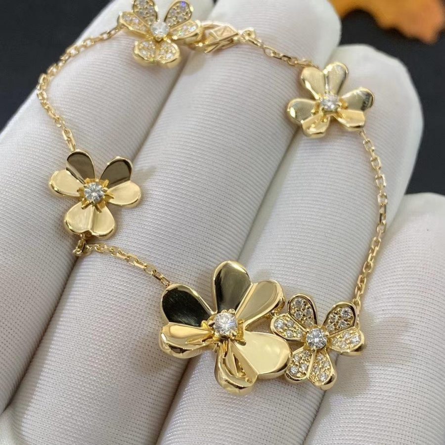 [sparkle Jewelry ]FRIVOLE GOLD 5 FLOWERS BRACELET