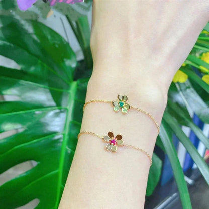 [sparkle Jewelry ]FRIVOLE GOLD FLOWER PINK MALACHITE BRACELET