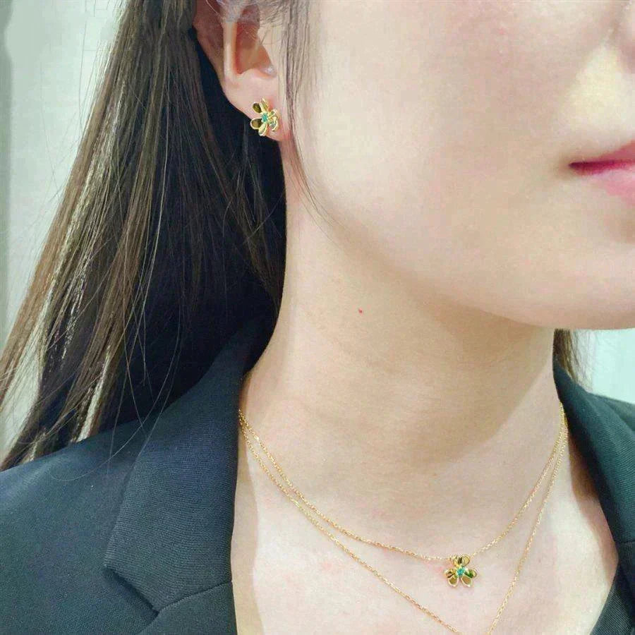 [sparkle Jewelry ]FRIVOLE  FLOWER MALACHITE EARRINGS
