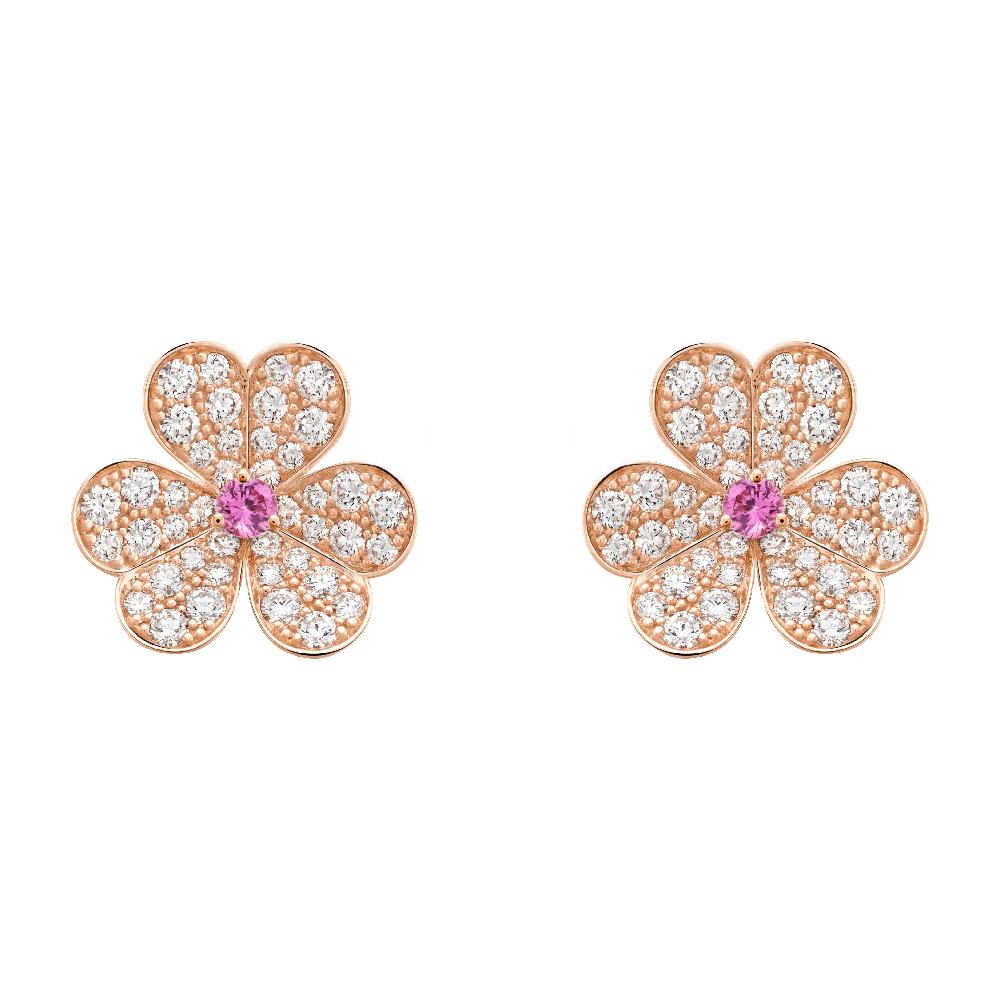 [sparkle Jewelry ]FRIVOLE PINK GOLD FLOWER DIAMOND EARRINGS