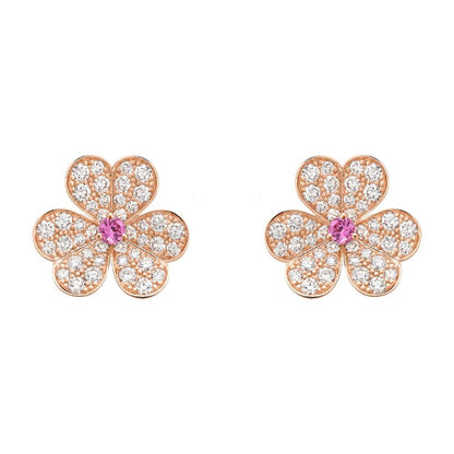 [sparkle Jewelry ]FRIVOLE PINK GOLD FLOWER DIAMOND EARRINGS