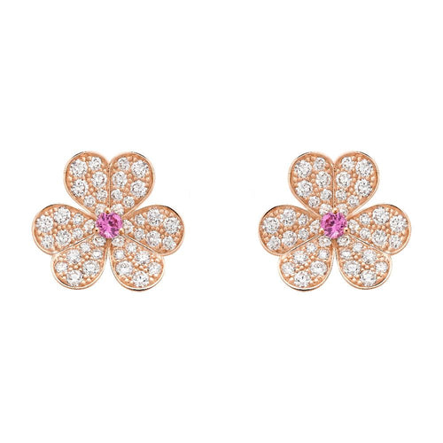 [sparkle Jewelry ]FRIVOLE PINK GOLD FLOWER DIAMOND EARRINGS