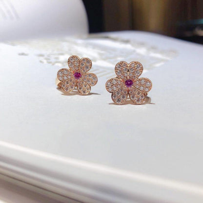 [sparkle Jewelry ]FRIVOLE PINK GOLD FLOWER DIAMOND EARRINGS