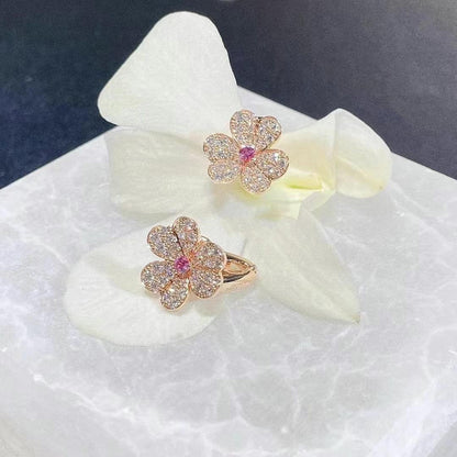 [sparkle Jewelry ]FRIVOLE PINK GOLD FLOWER DIAMOND EARRINGS