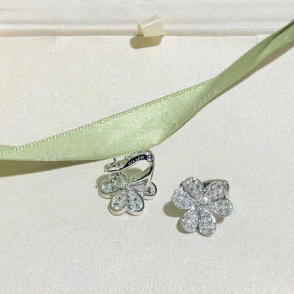 [sparkle Jewelry ]FRIVOLE SILVER FLOWER DIAMOND EARRINGS