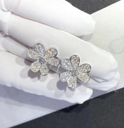 [sparkle Jewelry ]FRIVOLE SILVER FLOWER DIAMOND EARRINGS
