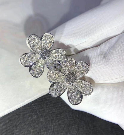 [sparkle Jewelry ]FRIVOLE SILVER FLOWER DIAMOND EARRINGS