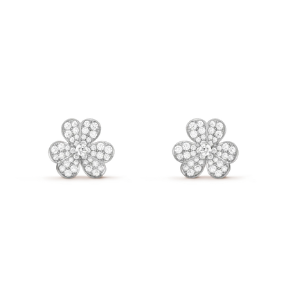 [sparkle Jewelry ]FRIVOLE SILVER FLOWER DIAMOND EARRINGS