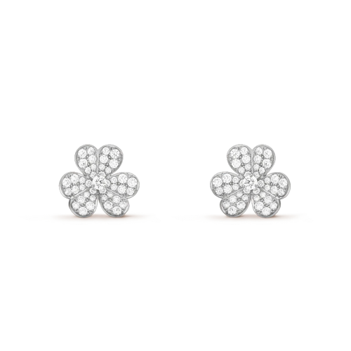 [sparkle Jewelry ]FRIVOLE SILVER FLOWER DIAMOND EARRINGS