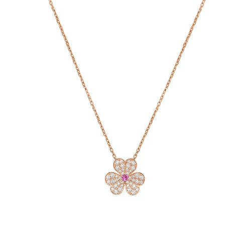 [sparkle Jewelry ]FRIVOLE ROSE GOLD FLOWER DIAMOND NECKLACE