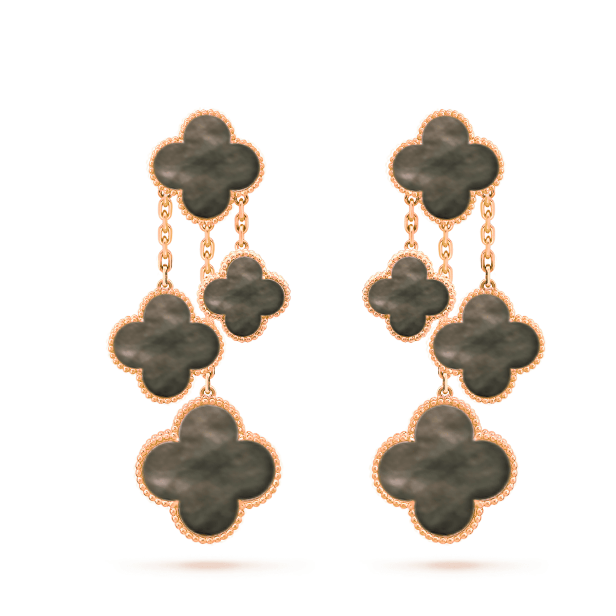[sparkle Jewelry ]CLOVER EARRINGS DARK MOP 4 MOTIFS ROSE GOLD
