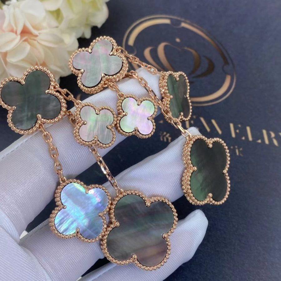 [sparkle Jewelry ]CLOVER EARRINGS DARK MOP 4 MOTIFS ROSE GOLD