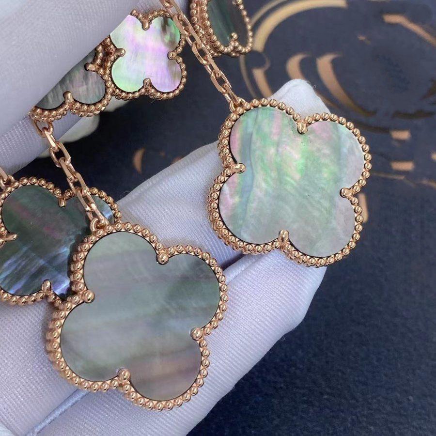 [sparkle Jewelry ]CLOVER EARRINGS DARK MOP 4 MOTIFS ROSE GOLD