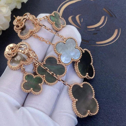 [sparkle Jewelry ]CLOVER EARRINGS DARK MOP 4 MOTIFS ROSE GOLD