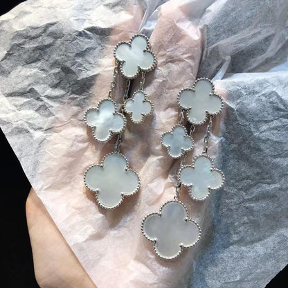 [sparkle Jewelry ]CLOVER EARRINGS WHITE MOP 4 MOTIFS SILVER