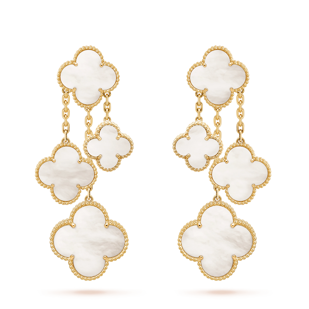 [sparkle Jewelry ]CLOVER EARRINGS WHITE MOP 4 MOTIFS GOLD