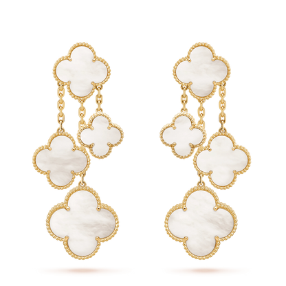 [sparkle Jewelry ]CLOVER EARRINGS WHITE MOP 4 MOTIFS GOLD