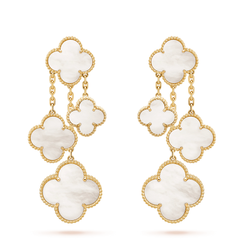 [sparkle Jewelry ]CLOVER EARRINGS WHITE MOP 4 MOTIFS GOLD