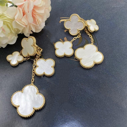 [sparkle Jewelry ]CLOVER EARRINGS WHITE MOP 4 MOTIFS GOLD