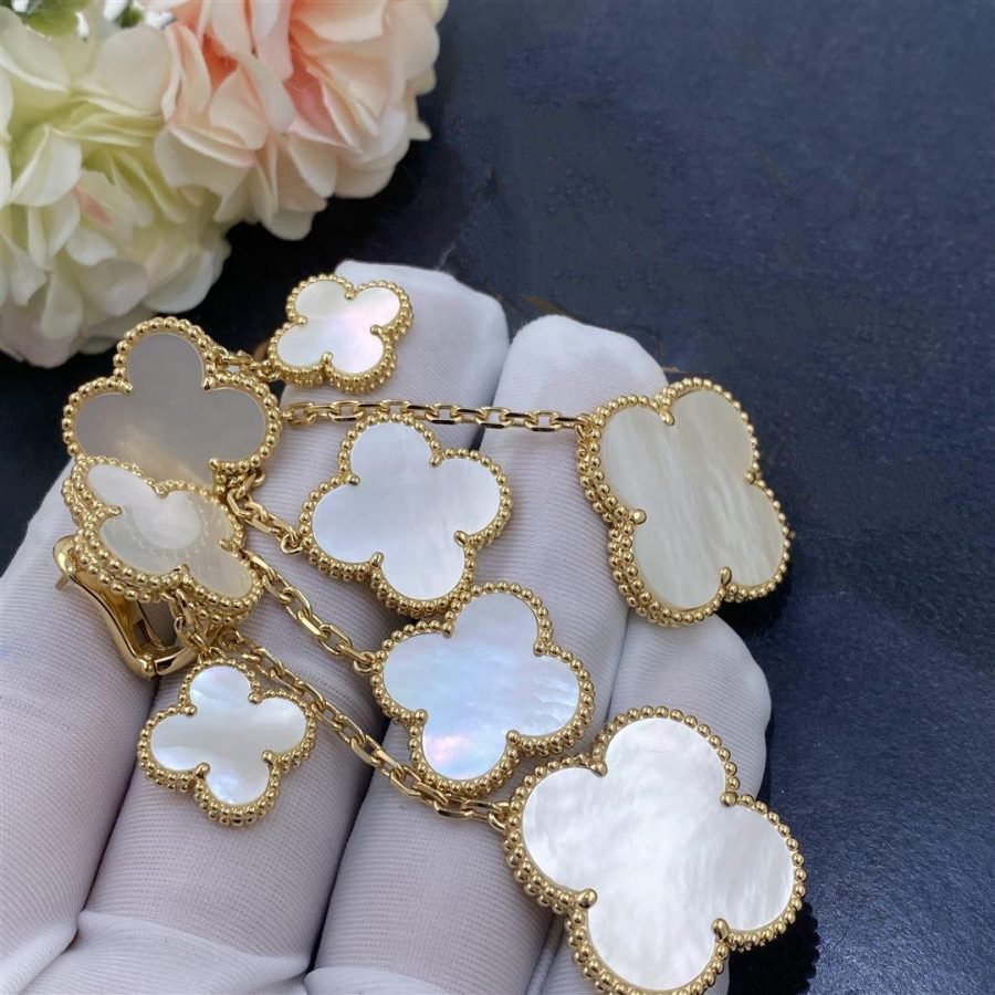 [sparkle Jewelry ]CLOVER EARRINGS WHITE MOP 4 MOTIFS GOLD