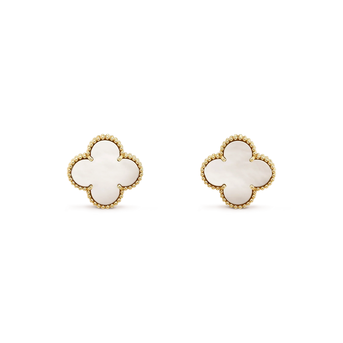 [sparkle Jewelry ]CLOVER MEDIUM 1 MOTIFS  WHITE MOP STUD EARRINGS