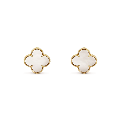 [sparkle Jewelry ]CLOVER MEDIUM 1 MOTIFS  WHITE MOP STUD EARRINGS