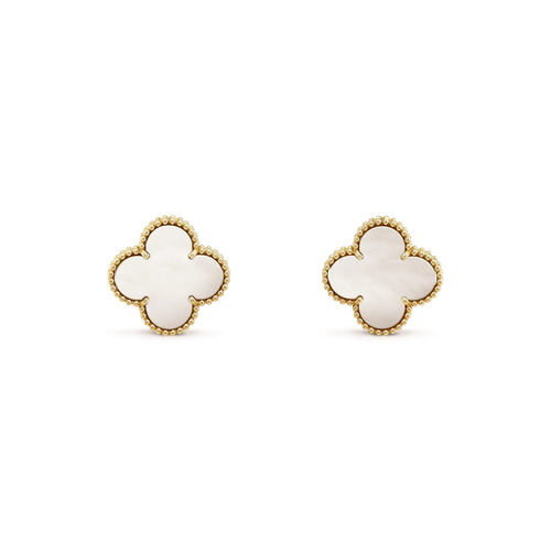 [sparkle Jewelry ]CLOVER MEDIUM 1 MOTIFS  WHITE MOP STUD EARRINGS