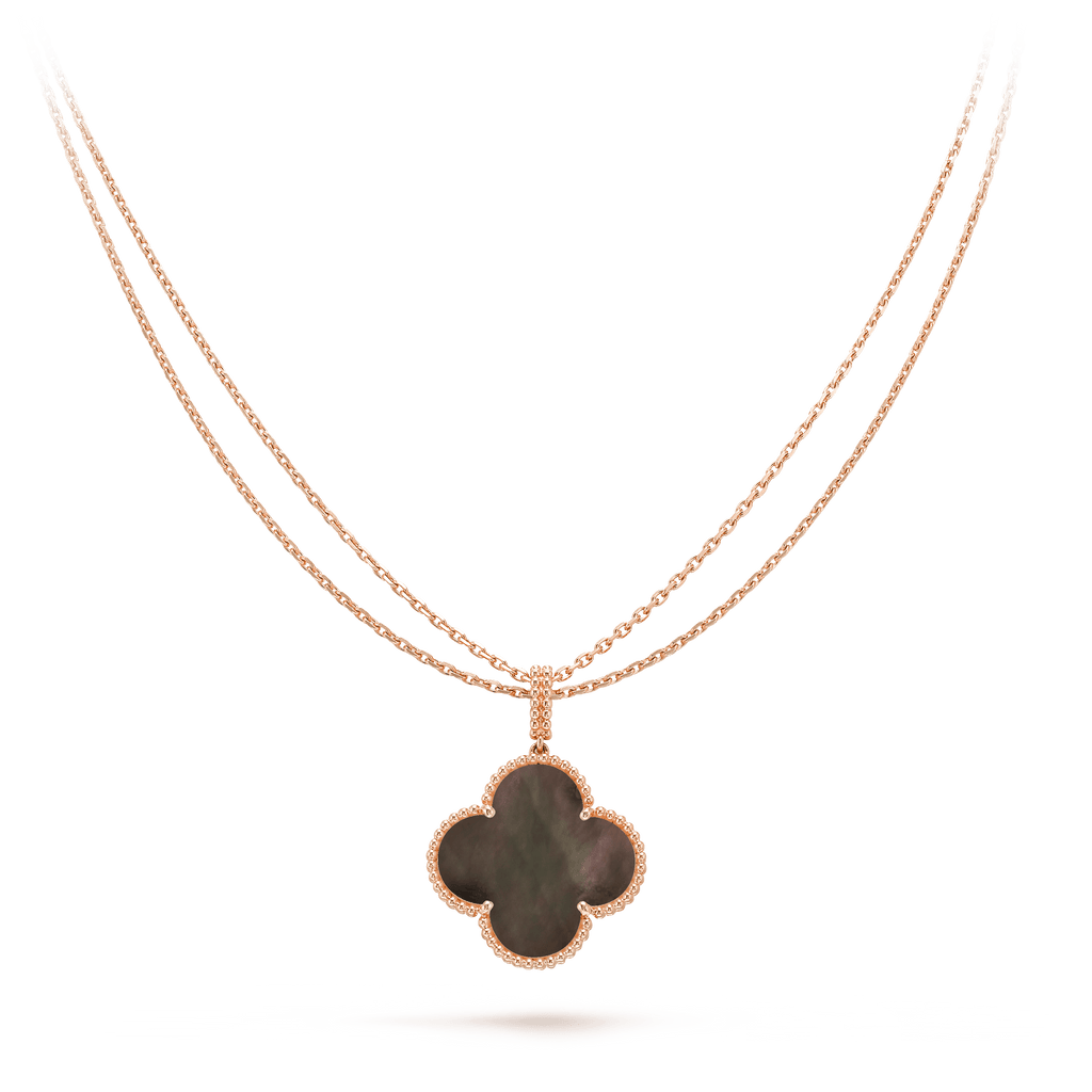 [sparkle Jewelry ]CLOVER 25MM GOLD DARK MOP BIG CLOVER NECKLACE