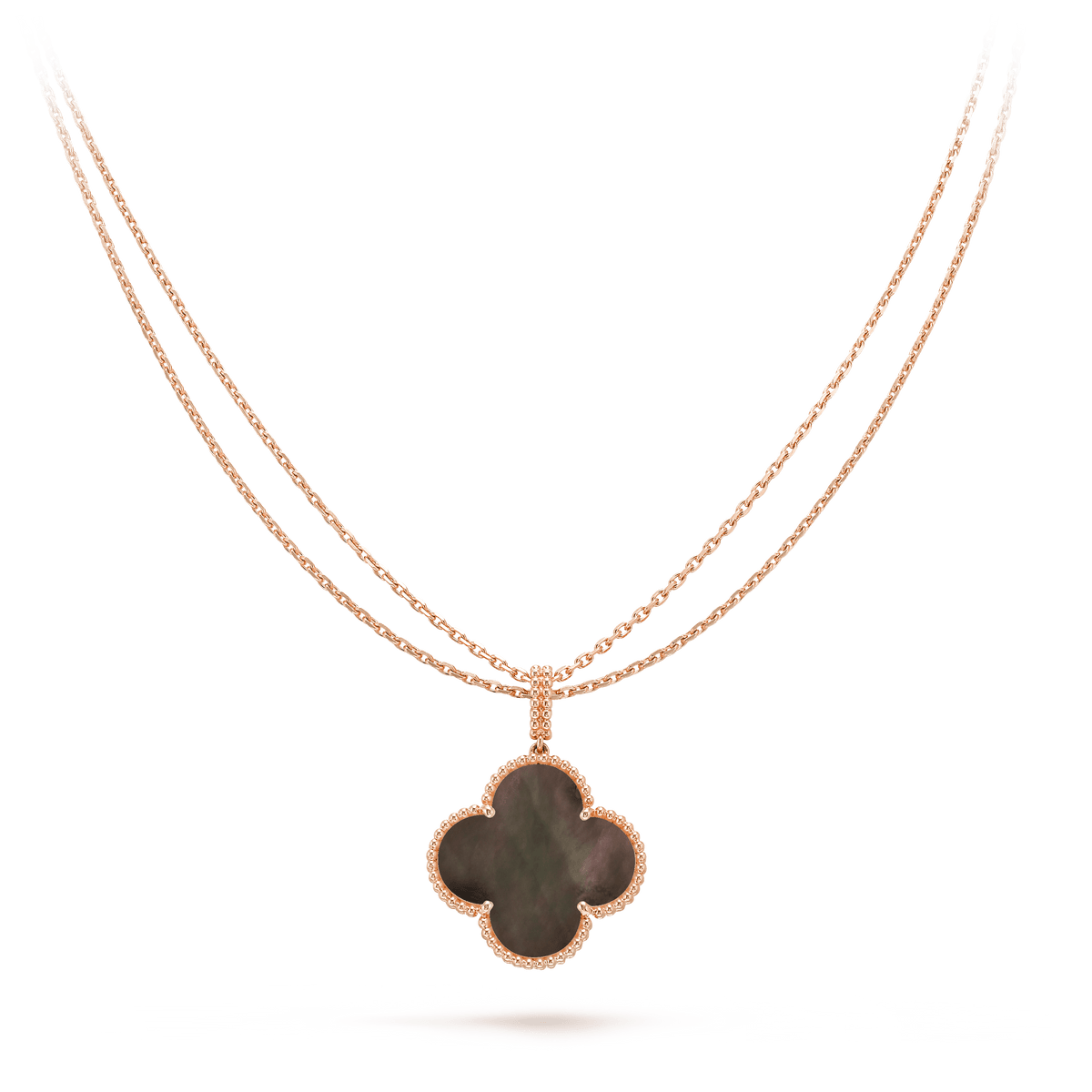 [sparkle Jewelry ]CLOVER 25MM GOLD DARK MOP BIG CLOVER NECKLACE
