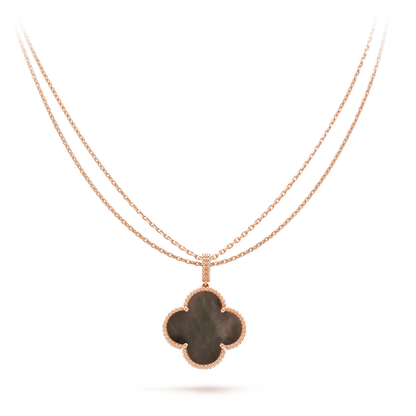 [sparkle Jewelry ]CLOVER 25MM GOLD DARK MOP BIG CLOVER NECKLACE