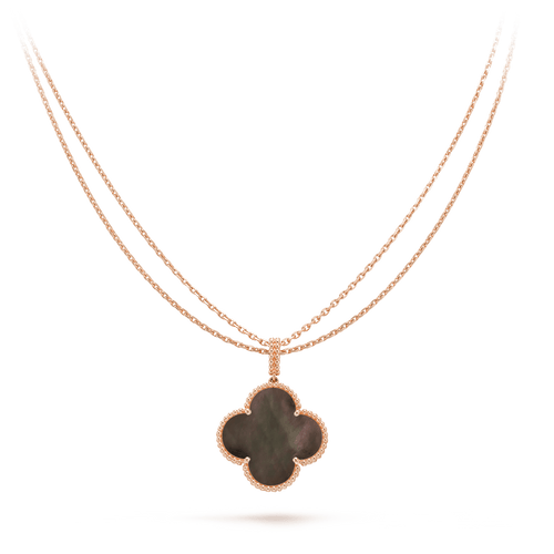 [sparkle Jewelry ]CLOVER 25MM GOLD DARK MOP BIG CLOVER NECKLACE