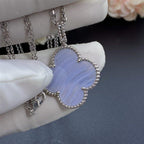 [sparkle Jewelry ]CLOVER SILVER CHALCEDONY BIG CLOVER NECKLACE