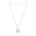 [sparkle Jewelry ]CLOVER SILVER CHALCEDONY BIG CLOVER NECKLACE