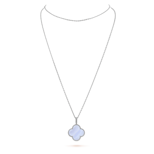 [sparkle Jewelry ]CLOVER SILVER CHALCEDONY BIG CLOVER NECKLACE