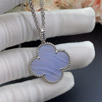 [sparkle Jewelry ]CLOVER SILVER CHALCEDONY BIG CLOVER NECKLACE