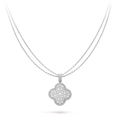 [sparkle Jewelry ]CLOVER 25MM SILVER FULL DIAMOND BIG CLOVER NECKLACE