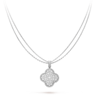 [sparkle Jewelry ]CLOVER 25MM SILVER FULL DIAMOND BIG CLOVER NECKLACE