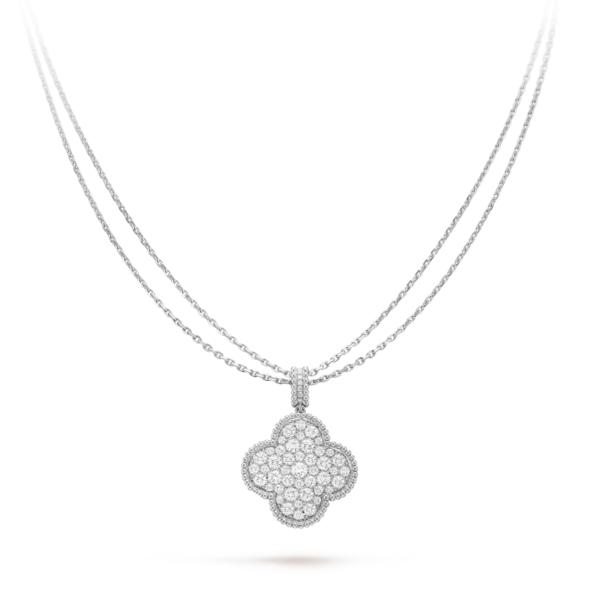 [sparkle Jewelry ]CLOVER 25MM SILVER FULL DIAMOND BIG CLOVER NECKLACE