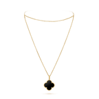 [sparkle Jewelry ]CLOVER 25MM GOLD ONYX BIG CLOVER NECKLACE