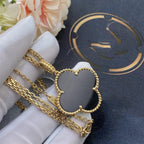 [sparkle Jewelry ]CLOVER 25MM GOLD ONYX BIG CLOVER NECKLACE
