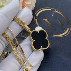 [sparkle Jewelry ]CLOVER 25MM GOLD ONYX BIG CLOVER NECKLACE