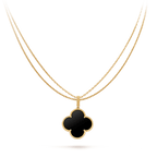[sparkle Jewelry ]CLOVER 25MM GOLD ONYX BIG CLOVER NECKLACE