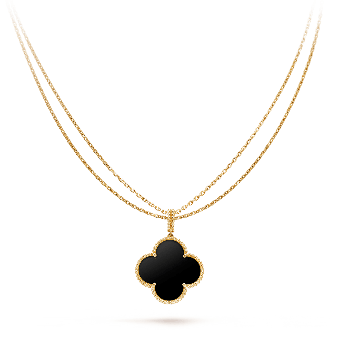 [sparkle Jewelry ]CLOVER 25MM GOLD ONYX BIG CLOVER NECKLACE