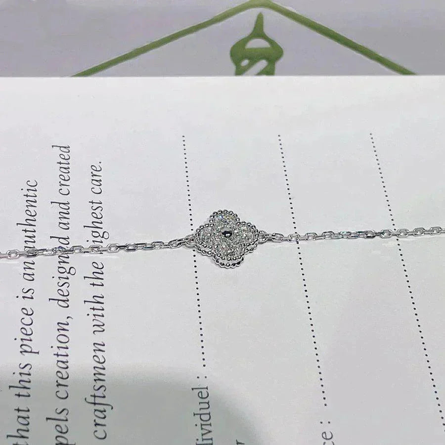 [sparkle Jewelry ]CLOVER  SINGLE FLOWER BRACELET SILVER